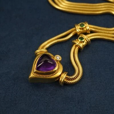 SeidenGang 18k Yellow Gold Amethyst Tourmaline & Diamond Necklace - Free Ship US - Image 1 of 4