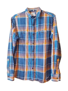 Camisa de franela con botones azul calce regular azul marino antigua San Francisco Cal M para hombre - Imagen 1 de 12