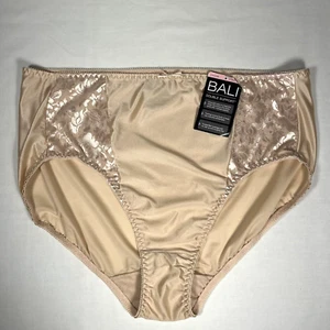 NWT Pretty Beige Bali Plus Size Stretch Panties w/Bow & Lace Trim Sz 3XL/10 - Picture 1 of 3