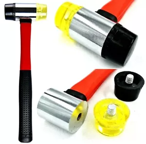 40mm Double Faced Head Rubber Hammer Mallet Nonslip Grip Glazing Soft Face UK - Picture 1 of 6