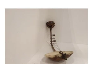 VTG Antique African Adungu 4 String Instrument Arched Bow Harp Gourd Head Guitar - Picture 1 of 5