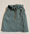 Vintage Girls Green Tweed Skirt Miss Robin Wool Blend Size 8 w/Belt