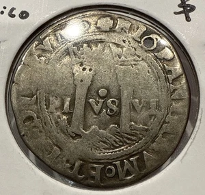 1552-1553 1 Real Mexico Silver Cob Carlos & Joanna Spanish Colonial - Holed - Picture 1 of 4