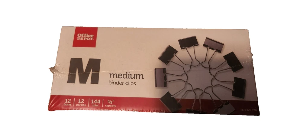 Clips de carpeta medianos Office Depot 12 cajas con 12 clips por caja Foto 1 de 2