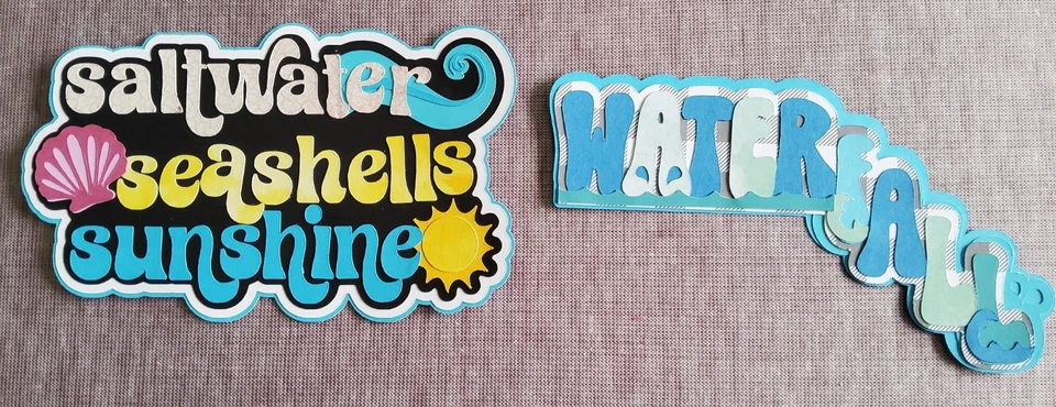 CASCADA o AGUA SALADA CONCHAS MARINAS SOL Título Álbum de Recortes Página Troquelado Foto 1 de 1