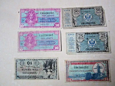 🇺🇸 6 US Military Payment Scrip 50s-60s ser, 521, 481, 472, 561  Vietnam Navy - Image 1 of 2