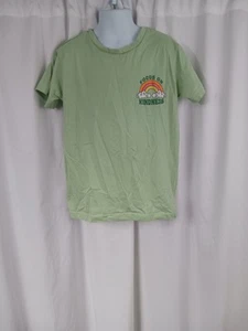Peachy Pink T-Shirt Girls Medium Graphic Print Floral Rainbow Butterfies Green - Picture 1 of 12