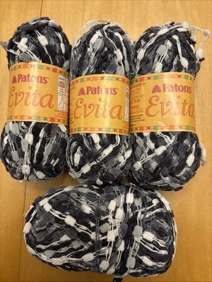 Hilo Patons Evita 4 madejas 1,75 oz 75 yardas negro blanco escalera 5 Andes voluminosos Foto 1 de 4