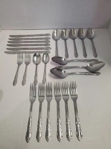 VTG 24 Pc OneidaCraft Venus Stainless Flatware Set Forks Knives Mixed Lot Oneida - Bild 1 von 12