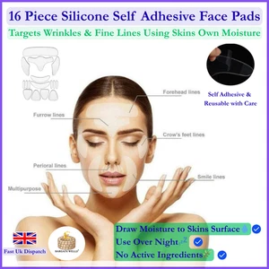 16pcs pad reusable silicone wrinkle face anti eye patches forehead neck uk skin - Picture 1 of 10