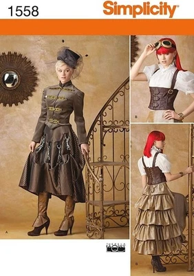Steampunk Victorian Cosplay Sewing Pattern Misses Jacket Corset Skirt Size 6-12 - Image 1 of 3