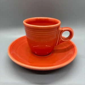 Fiesta Ring-Handled Demitasse Cup and Saucer Set in Persimmon | Fiestaware Demi - Picture 1 of 10