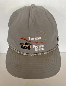 Cat VTG Strap Back Hat Tucson Proving Ground Gray Braid Embroidered Otto Cyrk - Picture 1 of 12