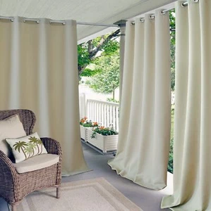 Connor Solid Indoor/Outdoor Curtain Single Panel 52 X 108 inch Taupe - Picture 1 of 8