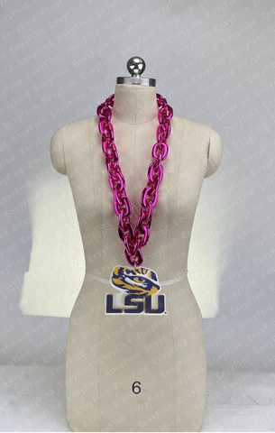 New Louisiana State LSU Tigers Jumbo H Pink Big Fan Chain Necklace Foam MI USA Cover