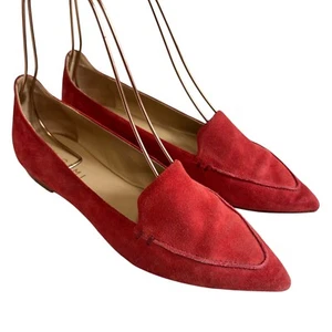 M Gemi the Gia Mocasín Plano EU 37 US 7 Mujer Rojo Gamuza Punta Punta Punta Zapato Sin Cordones - Imagen 1 de 12