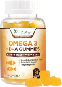 Omega 3 Fish Oil Gummies, Heart Healthy Omega 3 Gummy Supplement with High Absor - Picture 1 of 10