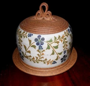 Rare Vtg. 1979 Soda Creek Ceramic Art Cheese/Butter Plate & Lid Floral Design - Picture 1 of 9