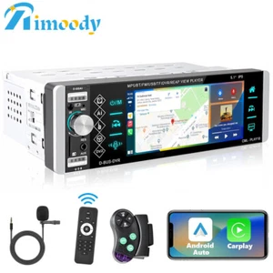 Single 1DIN 5.1" Autoradio Apple Carplay Android Auto Touch Screen Bluetooth Mic - Bild 1 von 20