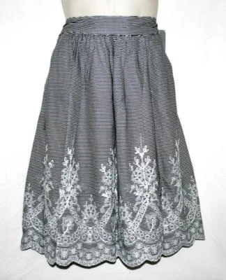 NY Collection Womens Skirt Black White Stripe Embroidered Pleated Size 6 NWT $59 - Image 1 of 3