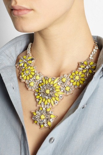 Collana VALENTINO fiori fluoro cristallo e bavaglino raso $1095