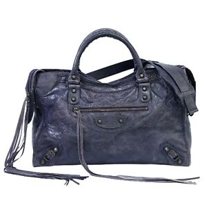 BALENCIAGA City 115748 Leather 2way Shoulder Handbag Purple