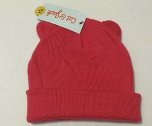 NWT Cat & Jack Girls Pink Cuffed Cat Ear Beanie One Size Fits Most  - Picture 1 of 4