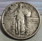 1921 STANDING LIBERTY QUARTER DOLLAR 25c **VF+** RARE US COIN.