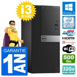 PC tour DELL OptiPlex 7050 i3-6100 RAM 32Go Scheibe 500Go HDMI Windows 10 Wifi - Bild 1 von 7