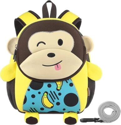 Kinderrucksack Kindergarten Kinder Rucksack Mit Sicherheitsgurt 3D Cartoon Affen - Bild 1 von 4