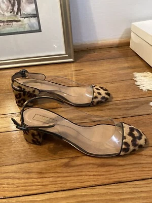 Aquazzura Mujer Óptico Leopardo PVC Bloque Tacón Cordones Pelo de Pony Zapatos Foto 1 de 4