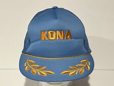 Vintage Hawaiian Headwear Kona Hat Trucker Snapback Cap Mesh Rope Blue Gold