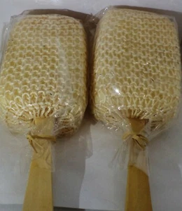 2 SISAL Bath Brush Easy Use Back & Body Scrubber With 16" Wood Handle Sealed - Picture 1 of 3
