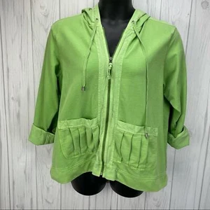 Coldwater Creek green lightweight rolled sleeve zip up sweatshirt size 1X - Picture 1 of 9