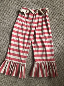 EUC~ Mustard Pie Bella Pant Burnt Orange Tan Stripe Girls Size 7 Boutique Brand - Picture 1 of 2