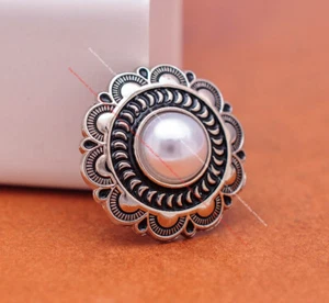 10X Western Floral Silver Pearl Leathercraft Shank Sewing Button Connector 1" - Picture 1 of 75