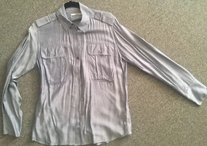 J Brand Women Gray Shirt Size 6 Silk Blend Long Sleeve Button Up - Picture 1 of 10