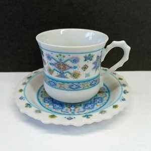 Set/6 Sango China One World Lapland Blue 3-1/8"h Coffee Tea Cup & Saucer Sets K6 - Picture 1 of 3