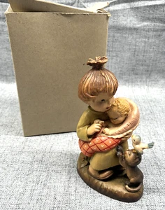 Anri Ferrandiz LITTLE MOTHER Girl w/ Baby 6" Carved Wood Figurine Italy Signed - Picture 1 of 12