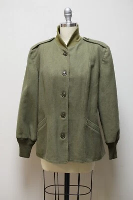 Chaqueta de Colección Años 40 Loden Uniforme de Lana Verde Estilo Militar con Puños y Cuello Tejidos ~S~ Foto 1 de 4
