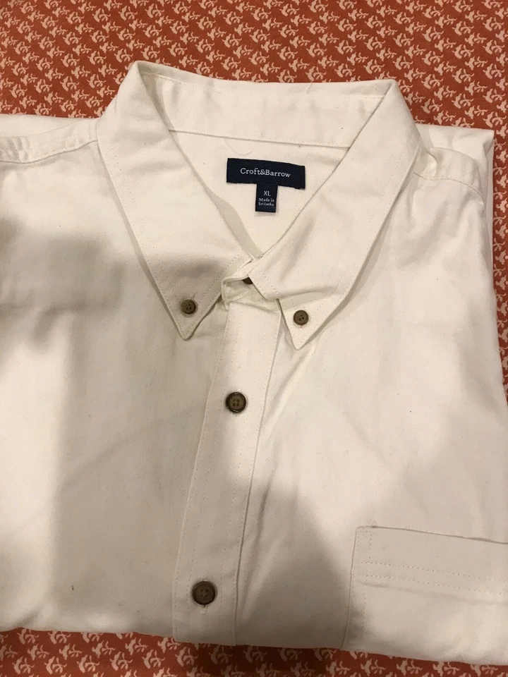 Men's Croft & Barrel white/Ivory Denim Shirt, 100% Cotton, Size XL, NWT - Image 1 of 1