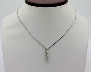 Colgante de onda TCW oro blanco 14K WG diamante 0,35 con cadena de caja 17" 4,5g #2363 - Imagen 1 de 1
