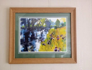 Chris Forsey Sun and Meadow Thistles Large 58cmx48cm Beech Framed Print. - Picture 1 of 10