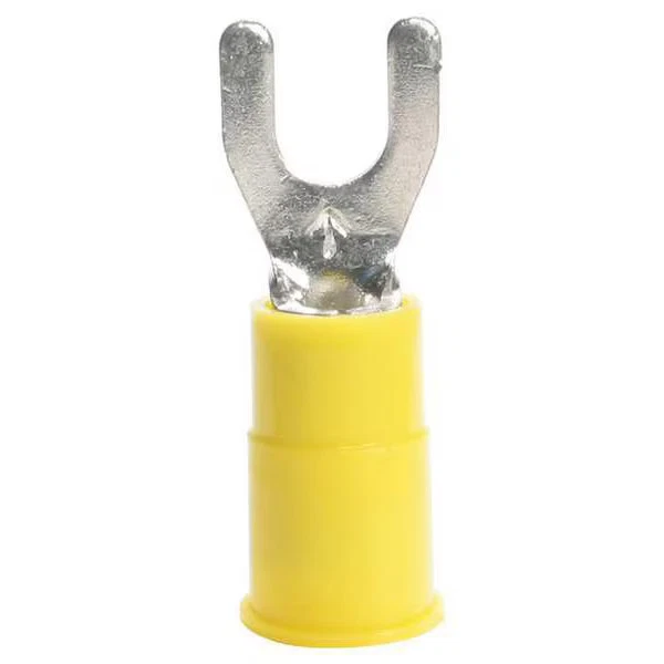 Fork Terminal, #10 Stud Size, 10 AWG, 1,000 V, Vinyl Insulated, Yellow, Crimp - Image 1 of 1
