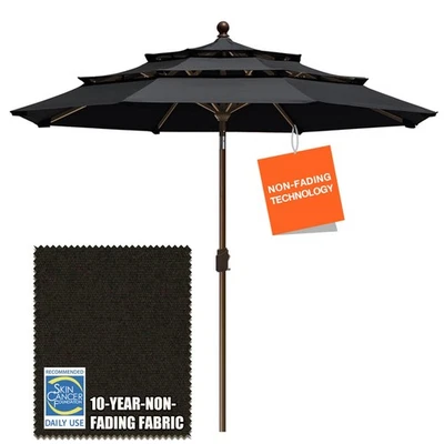 EE. UU. 10 años sin decoloración 9 pies 3 niveles mercado paraguas patio paraguas pestaña exterior... Foto 1 de 4