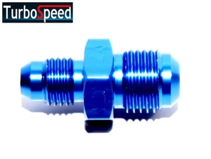 EMUSA -4AN to -6AN Male Thread Blue Straight Aluminum Anodized Fitting Adapter - Picture 1 of 6