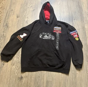 Maglione Vintage Y2k Distrissed Big Dogs Racing Nero Grafica Pull Over con Cappuccio Uomo L - Foto 1 di 21