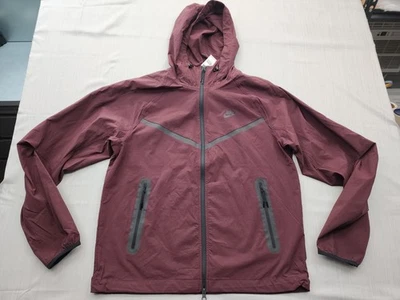 New *No Tags* Nike Mens TECH Woven Windbreaker Hoodie Jacket Burgundy Small $145 - Image 1 of 4