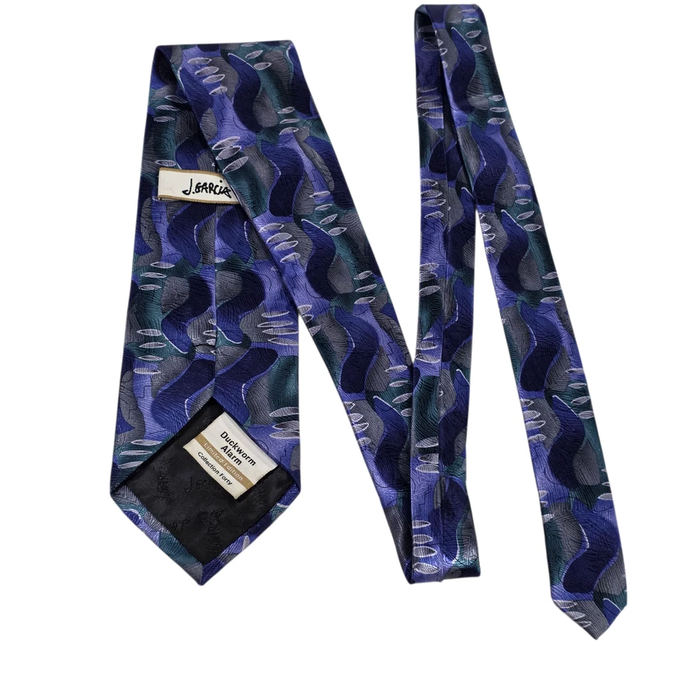 Corbata para Hombre J Garcia Azul Gris 'Duckworm Alarm' Edición Limitada Seda Clásica Foto 1 de 4