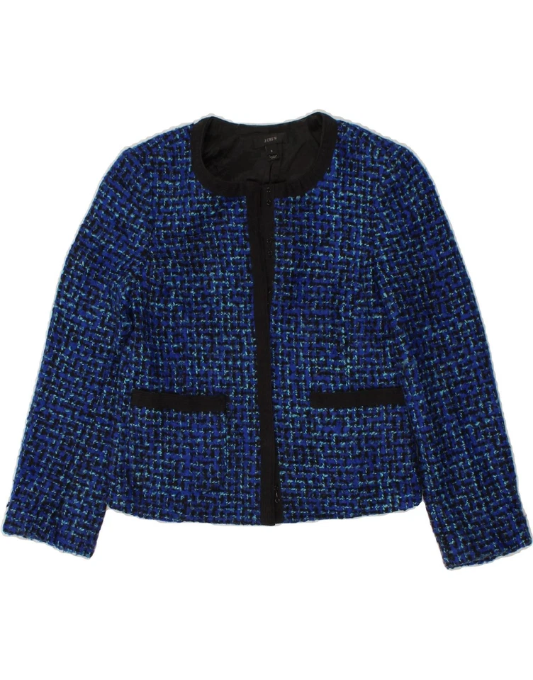 J. CREW Womens Crop Blazer Jacket US 2 XS Blue Houndstooth CK65 - Image 1 of 3